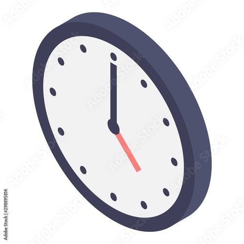 Wall clock icon. Isometric of wall clock vector icon for web design isolated on white background