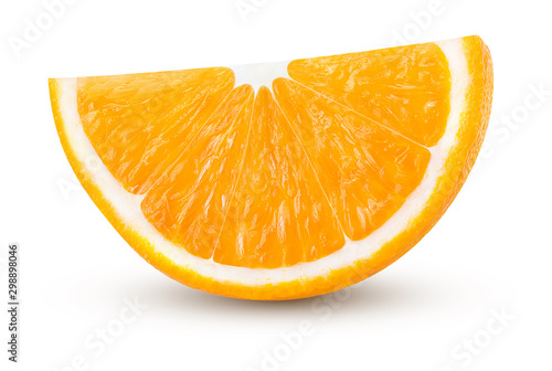 one orange slice isolated on white background