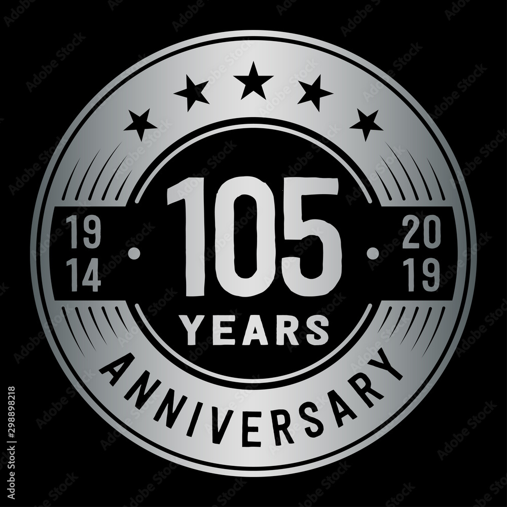 105 years anniversary logo template. One hundred and five years logo. Vector and illustration.
