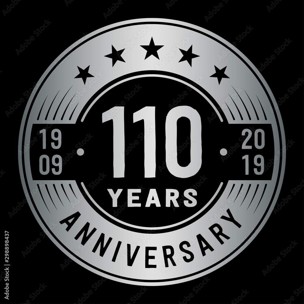 110 years anniversary logo template. One hundred and ten years logo. Vector and illustration.