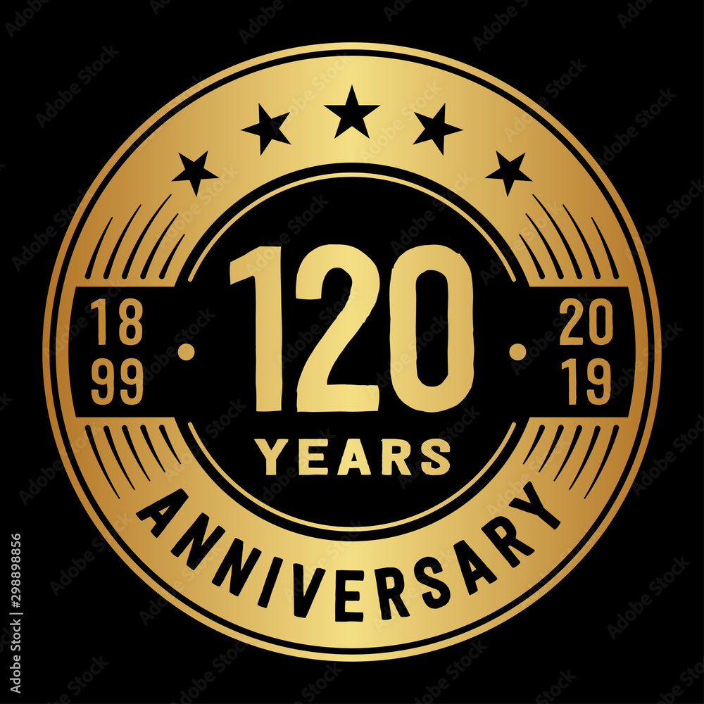120 years anniversary logo template. One hundred and twenty years logo. Vector and illustration.