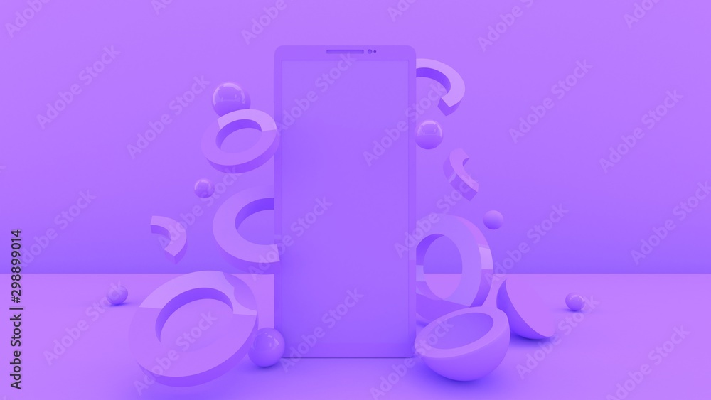 Smartphone 3d illustration. Online entertainment. Network. Social media. Abstract shapes. 3d rendering. Place for text. Trendy pastel color. Smartphone 3d illustration. Online entertainment. Network. Social media. Abstract shapes. 3d rendering. Place for text. Trendy pastel color.