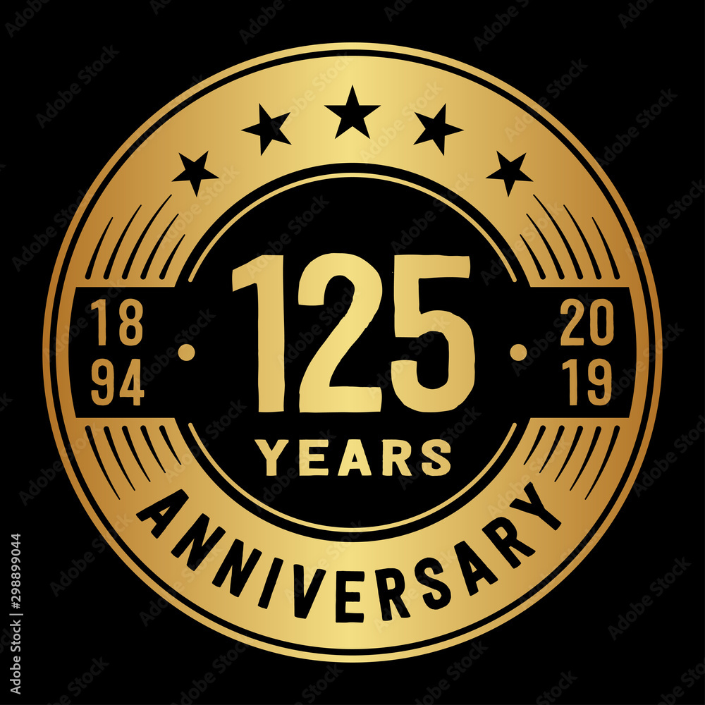 125 years anniversary logo template. One hundred and twenty-five years logo. Vector and illustration.