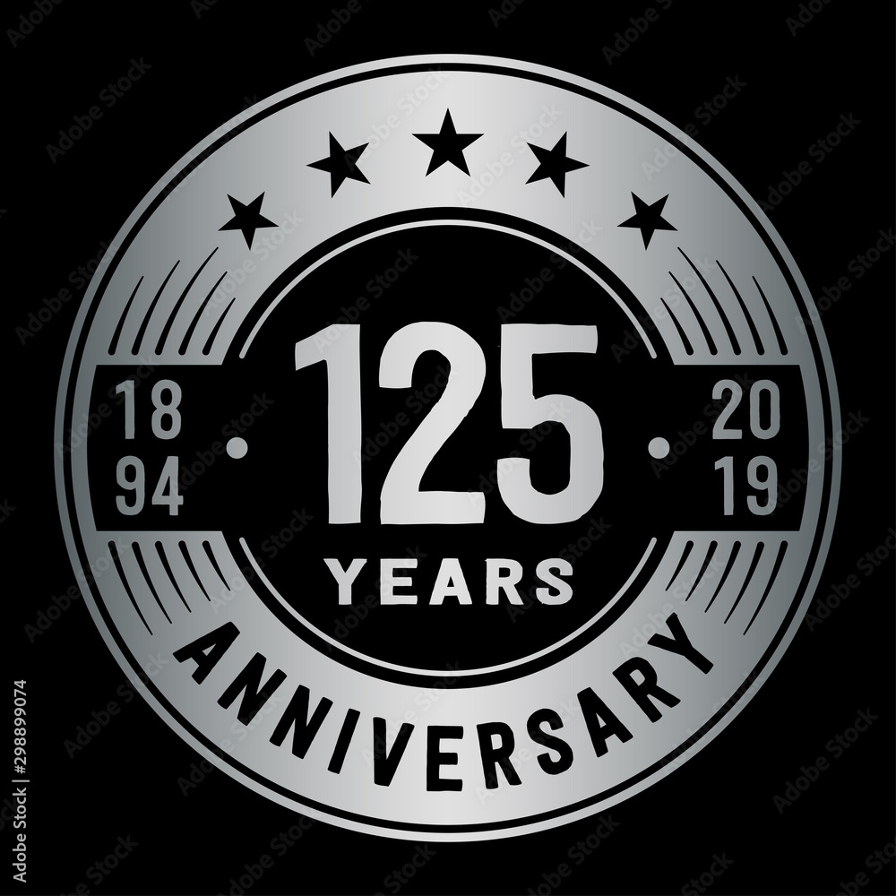 125 years anniversary logo template. One hundred and twenty-five years logo. Vector and illustration.