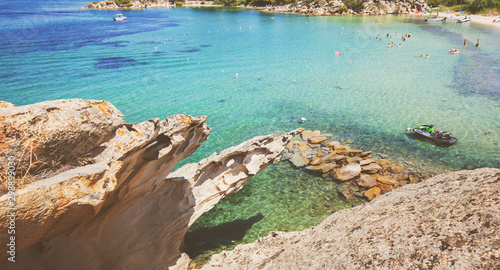 Rocky Beach Landscape Turquoise Color Sea Water Greece