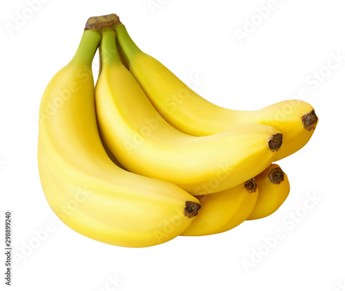 five bananas isolated on white background clipping path