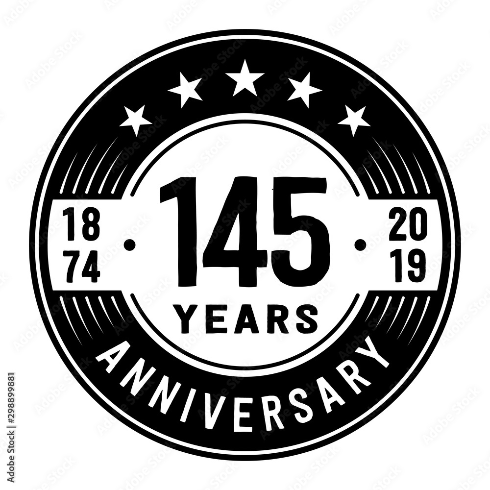 145 years anniversary logo template. One hundred and forty-five years logo. Vector and illustration.
