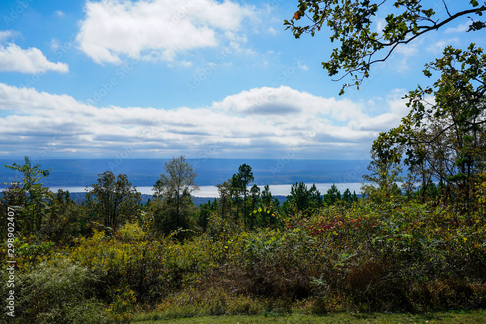 Fototapeta premium Nimrod Lake in the distance along Scenic Route 7 in Arkansas