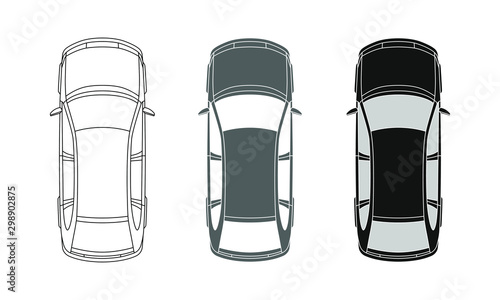 Cars graphic icons set. Cars signs isolated on white background. Vector illustration