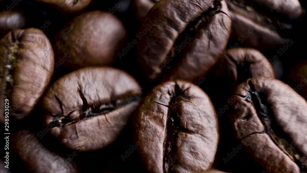 Fresh aromatic coffee beans close-up. Macro.