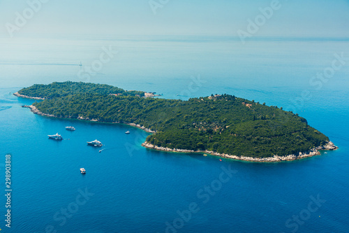 Dubrovnik, Croatia. Panoramic view on island near old town. VIew from above