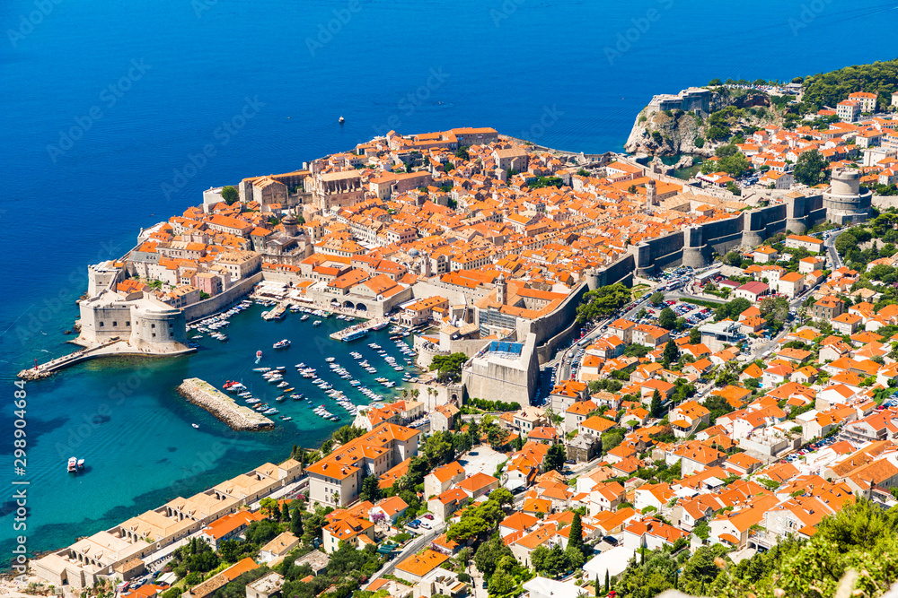 Stunning panorama of Dubrovnik with old town and Adriatic sea, Dalmatia, Croatia
