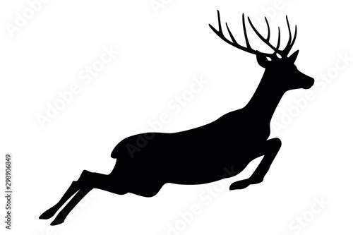 jumping deer silhouette isolated on white background vector illustration EPS10