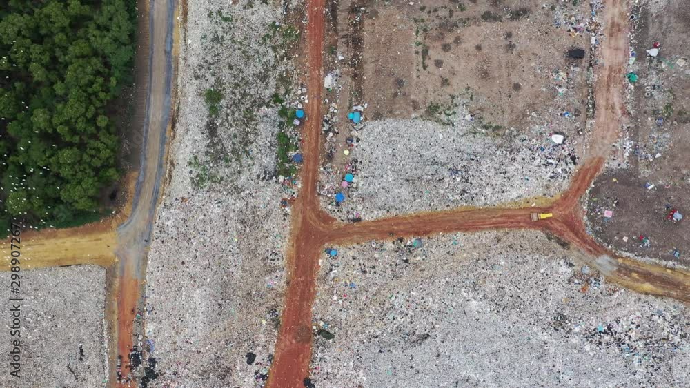 Aerial view, landfill disposal and sorting / 4K Video Aerial view, landfill disposal and sorting / 4K Video
