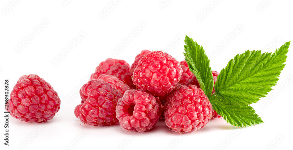 Ripe raspberries isolated on white background cutout Ripe raspberries isolated on white background cutout
