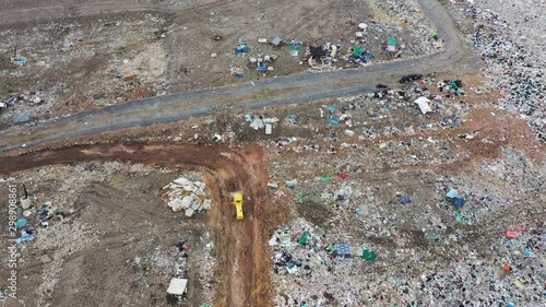 Aerial view, landfill disposal and sorting / 4K Video