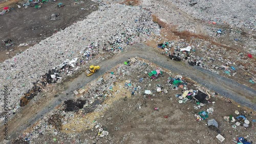 Aerial view, landfill disposal and sorting / 4K Video