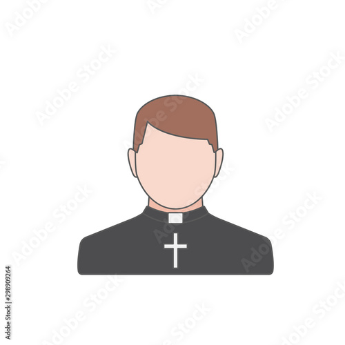 Catholic Priest Vector Icon. Pastor wearing priestly robes.