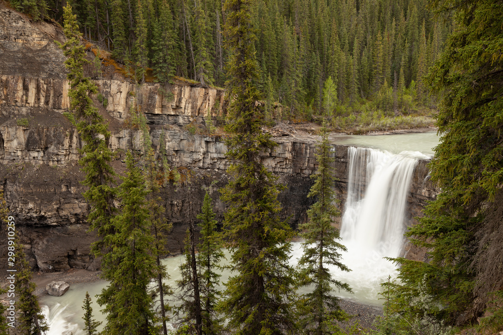 Crescent Falls in the foothills of the Canadian Rocky Mountains, Alberta, Canada
