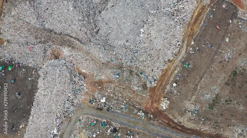 Aerial view, landfill disposal and sorting / 4K Video