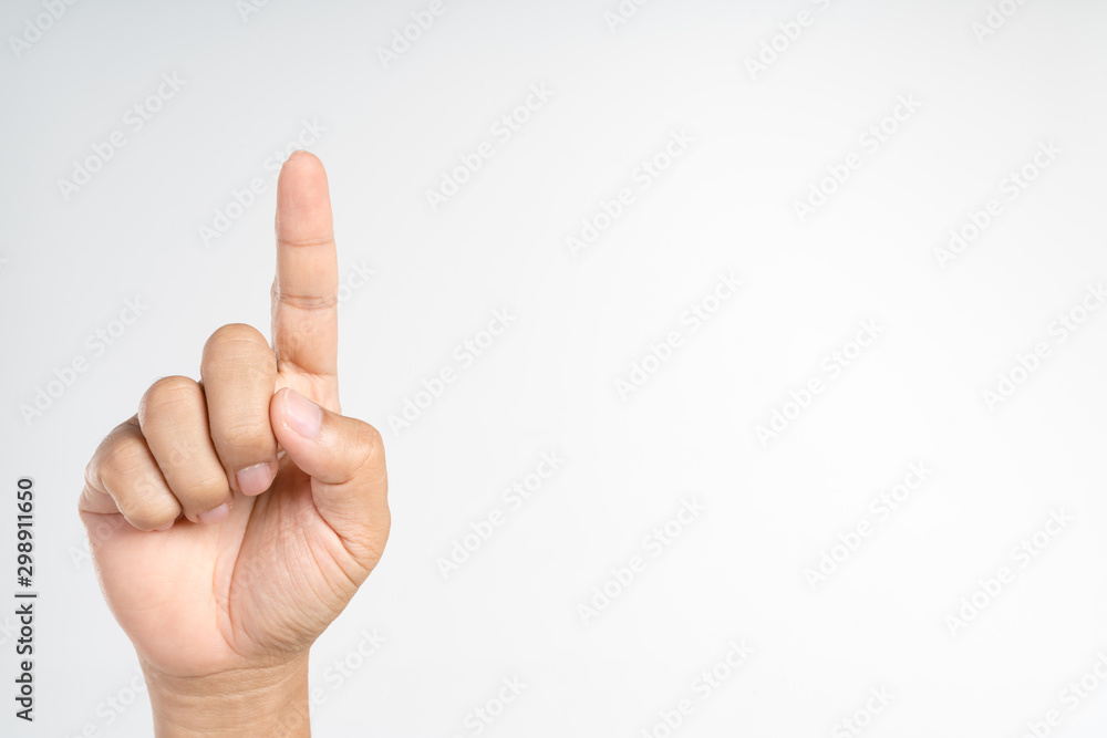Hand pointing or doing number one gesture Stock Photo | Adobe Stock