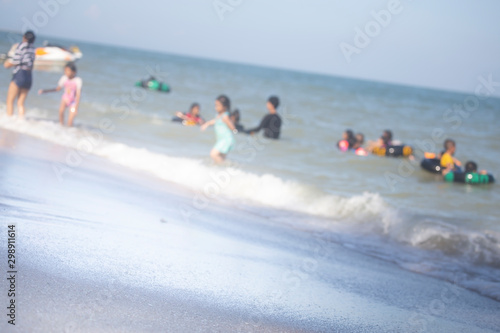 Blurred from  sand beach background. Travel concept.