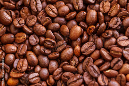 Roasted aromatic brown coffee beans background © ontronix