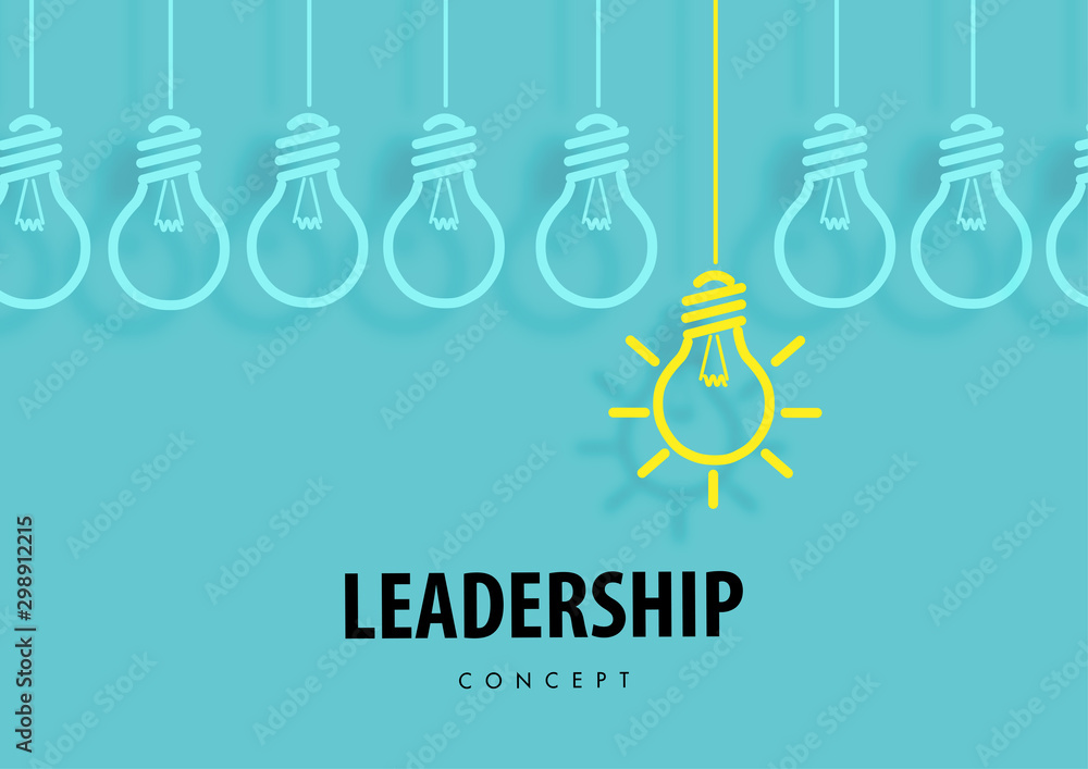 Leadership concept with paper art, abstract, light lamp, line icon paper cut style vector Leadership concept with paper art, abstract, light lamp, line icon paper cut style vector