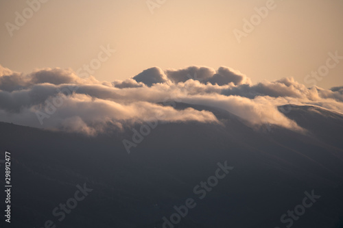 sunset clouds in the mountains