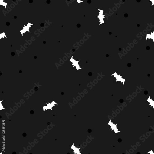 halloween scary Bat and dot horror seamless patter vector for octobar halloween costume sceleton green