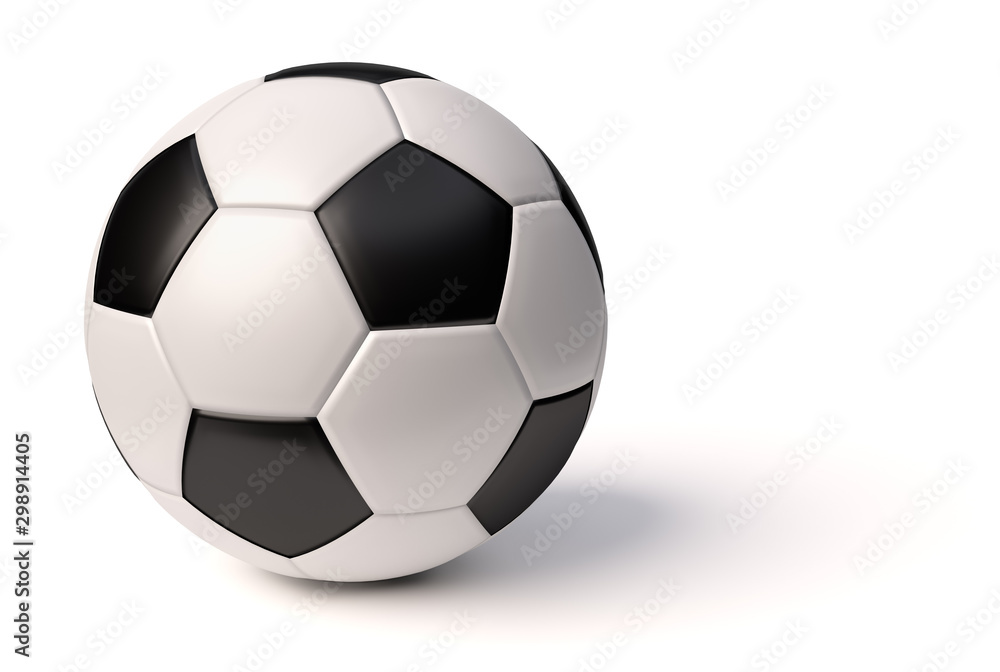 Realistic soccer ball on white with shadow
