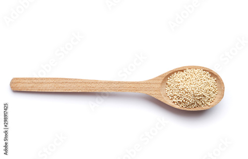 Amaranth in a spoon isolated on white background