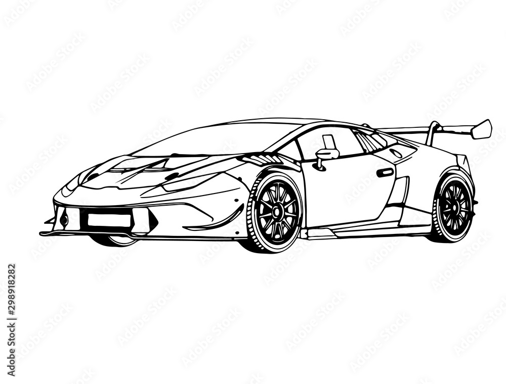 vector sports car sketch on a white background