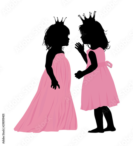 Two girlfriends silhouette. Secret. Vector illustration