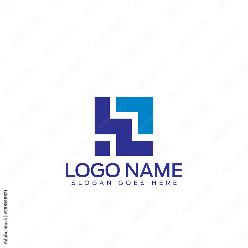 Design Logo Concept with Blue Square Icon Vector Design Logo Concept with Blue Square Icon Vector