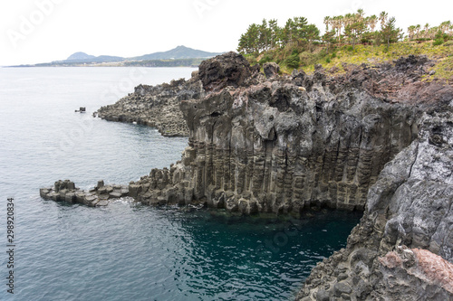 Daepo Jusangjeolli Cliff at Jeju island, South Korea photo