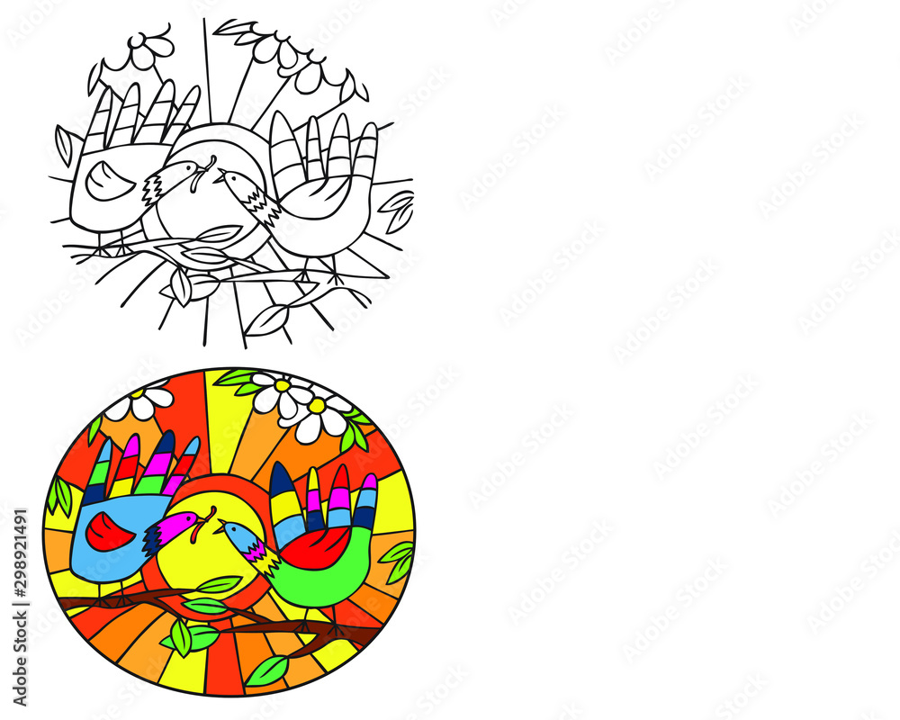 illustration family from hands bird and chick illustration family from hands bird and chick