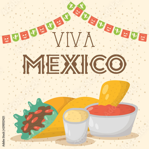 viva mexico celebration with food and sauces