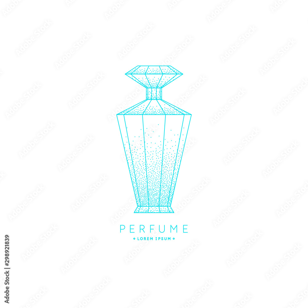 Bottle of perfume. Linear image perfume to monogram. Bottle of perfume. Linear image perfume to monogram.