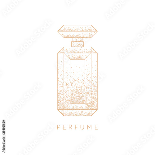 Bottle of perfume. Linear image perfume to monogram.