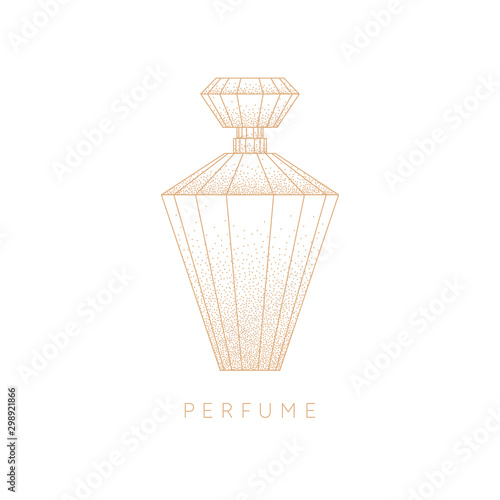 Bottle of perfume. Linear image perfume to monogram.