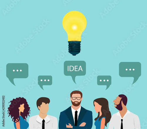 Vector of business people brainstorming new ideas and communicating