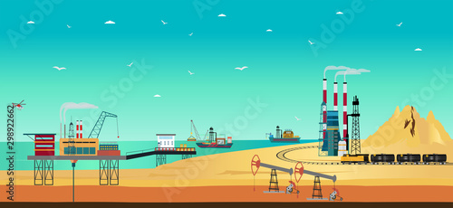 Vector of crude oil industry and refinery