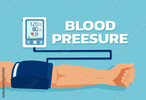 Vector of a man checking arterial blood pressure.