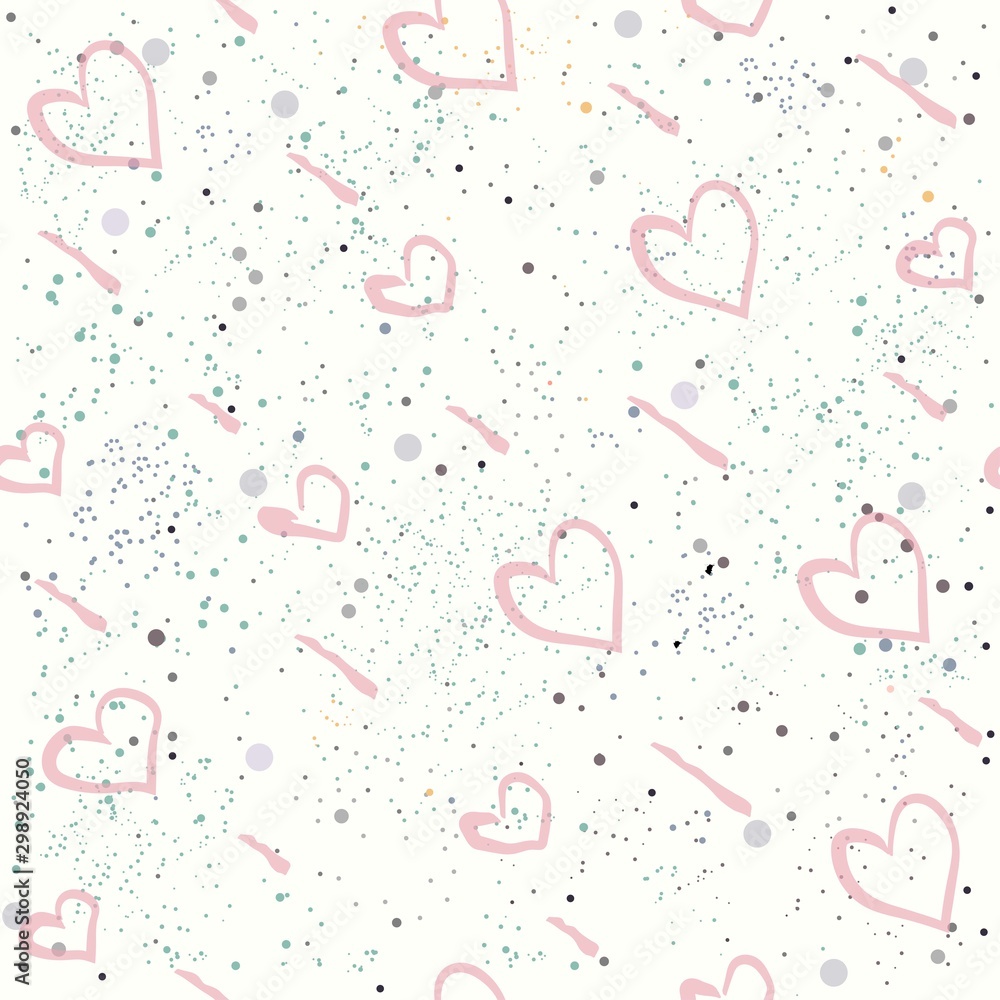 Seamless Heart Pattern on white background with dots