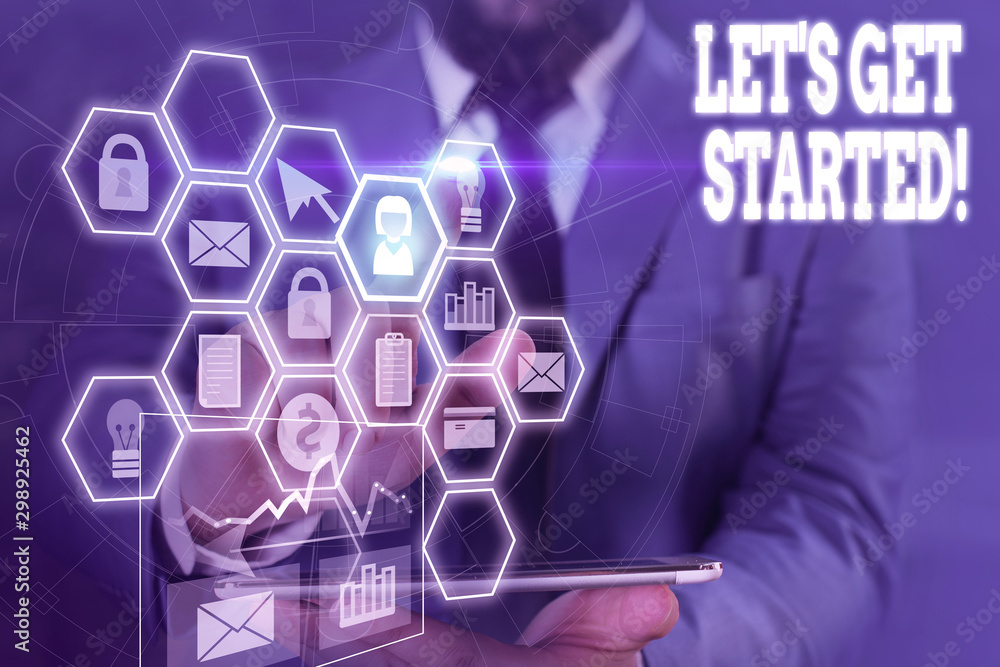 Writing note showing Let S Get Started. Business concept for ...