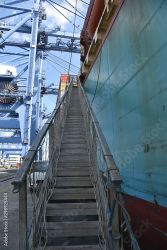 Entrance to the cargo ship, through the gangway. 