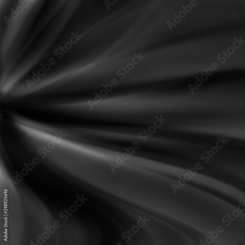 Abstract background with black silk or satin material in draped cloth or fabric folds illustration, elegant luxury background design