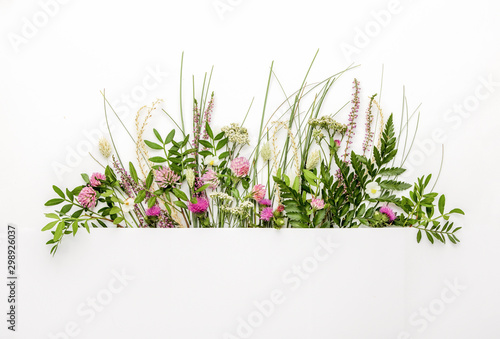 Natural herbs background, summer spa concept or minimalist greeting card