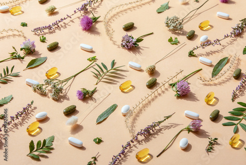 Canvas Print Natural herbal supplements and remedies concept